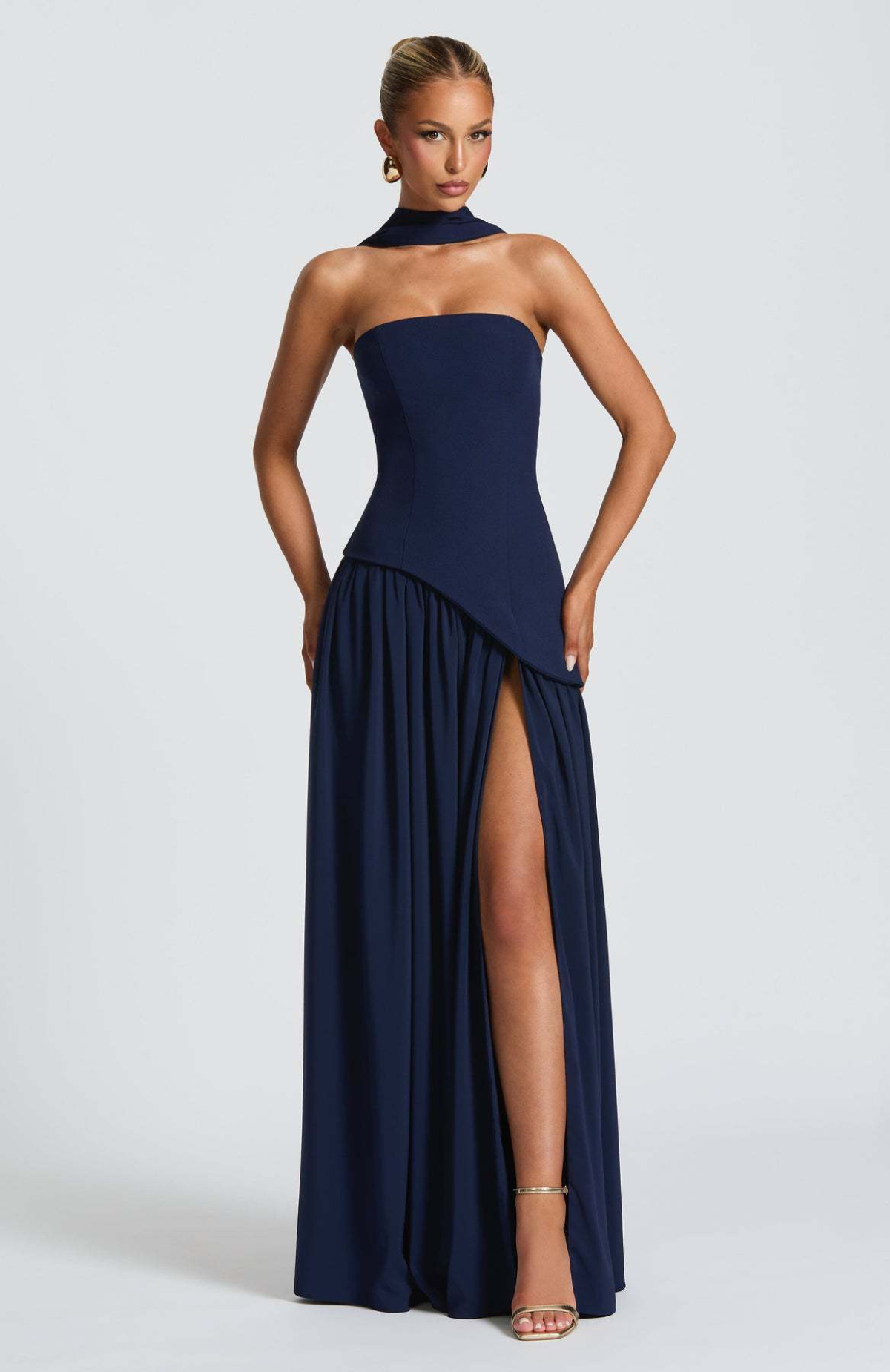Vestido Largo de Mujer para Invitada de Boda con Escote Palabra de Honor -Maxi