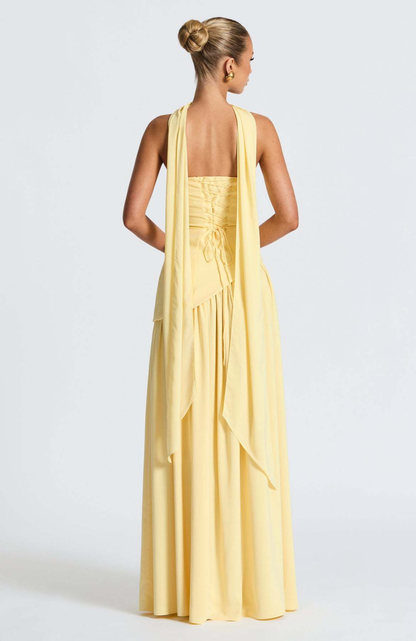 Vestido Largo de Mujer para Invitada de Boda con Escote Palabra de Honor -Maxi