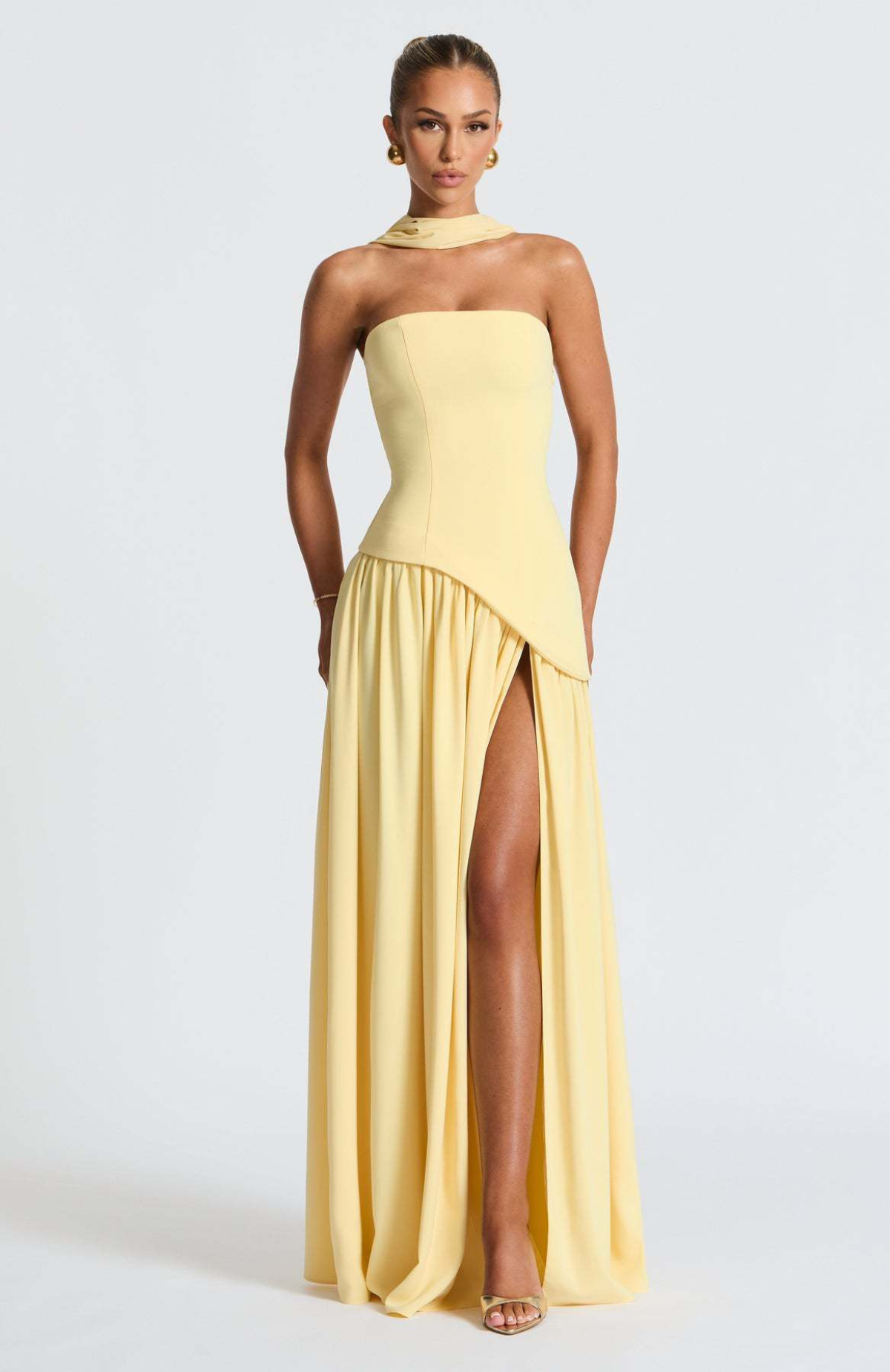 Vestido Largo de Mujer para Invitada de Boda con Escote Palabra de Honor -Maxi