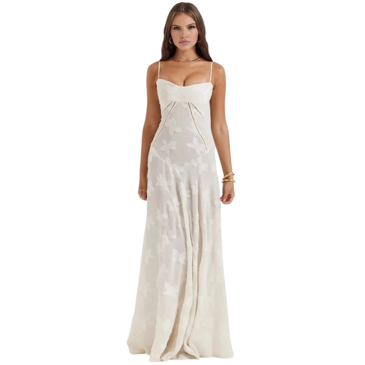 Vestido maxi floral para mujer con corpiño tipo corsé