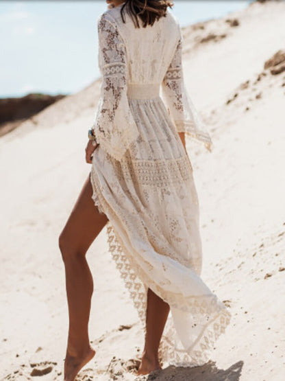 Vestido maxi para mujer con encaje floral