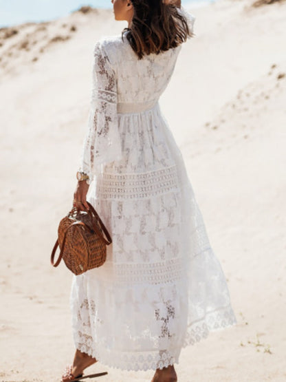 Vestido maxi para mujer con encaje floral