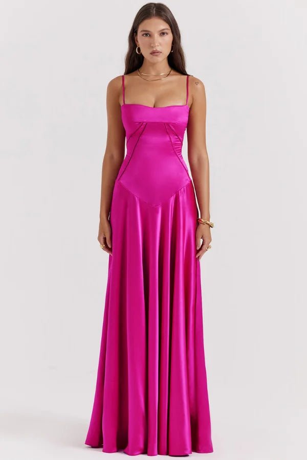 Vestido maxi para mujer con escote cuadrado y tirantes finos