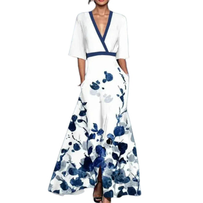 Vestido maxi para mujer con estampado gráfico y escote en V