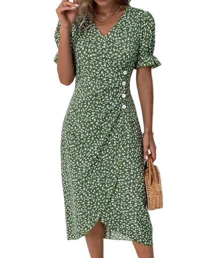 Vestido midi cruzado para mujer con estampado floral