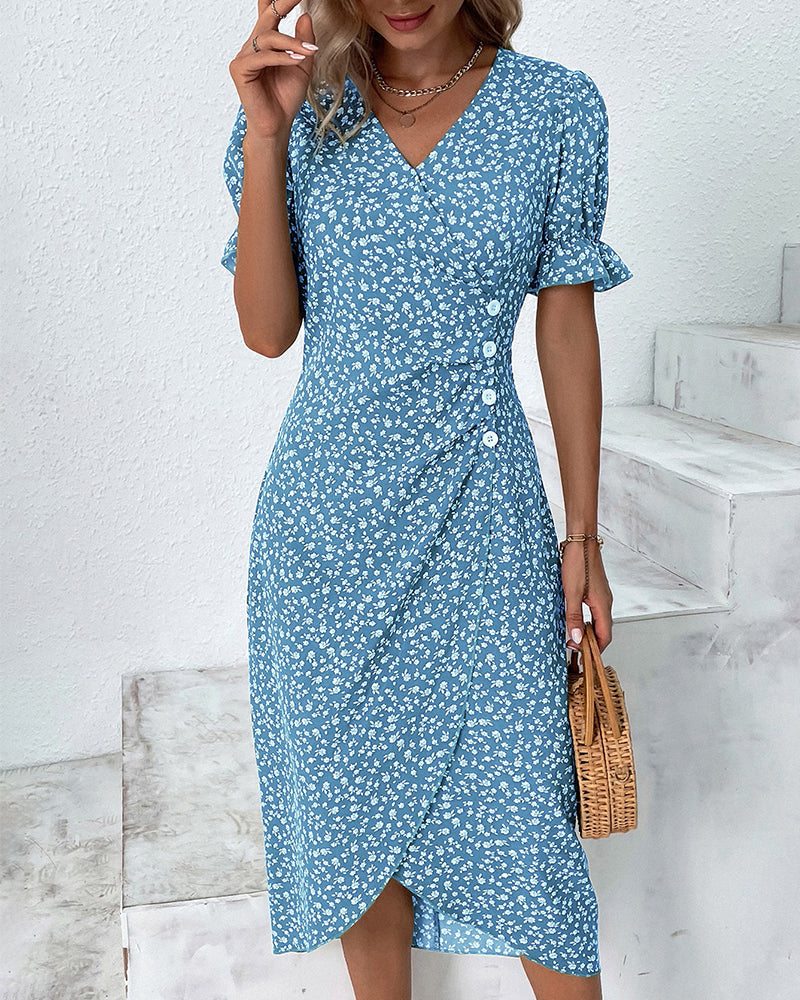 Vestido midi cruzado para mujer con estampado floral
