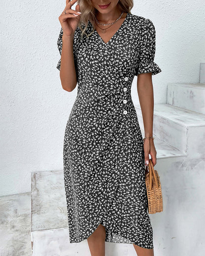 Vestido midi cruzado para mujer con estampado floral