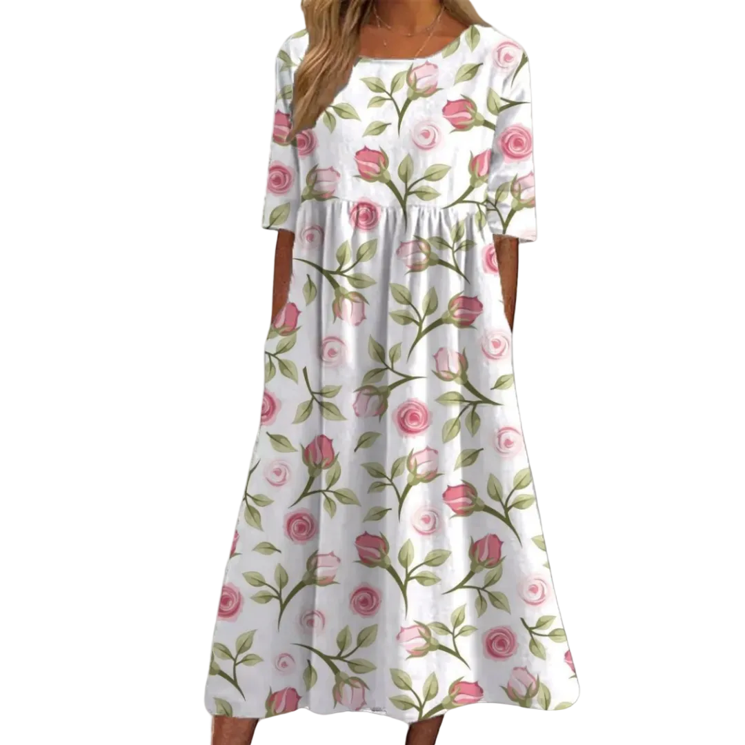 Vestido midi para mujer con estampado floral