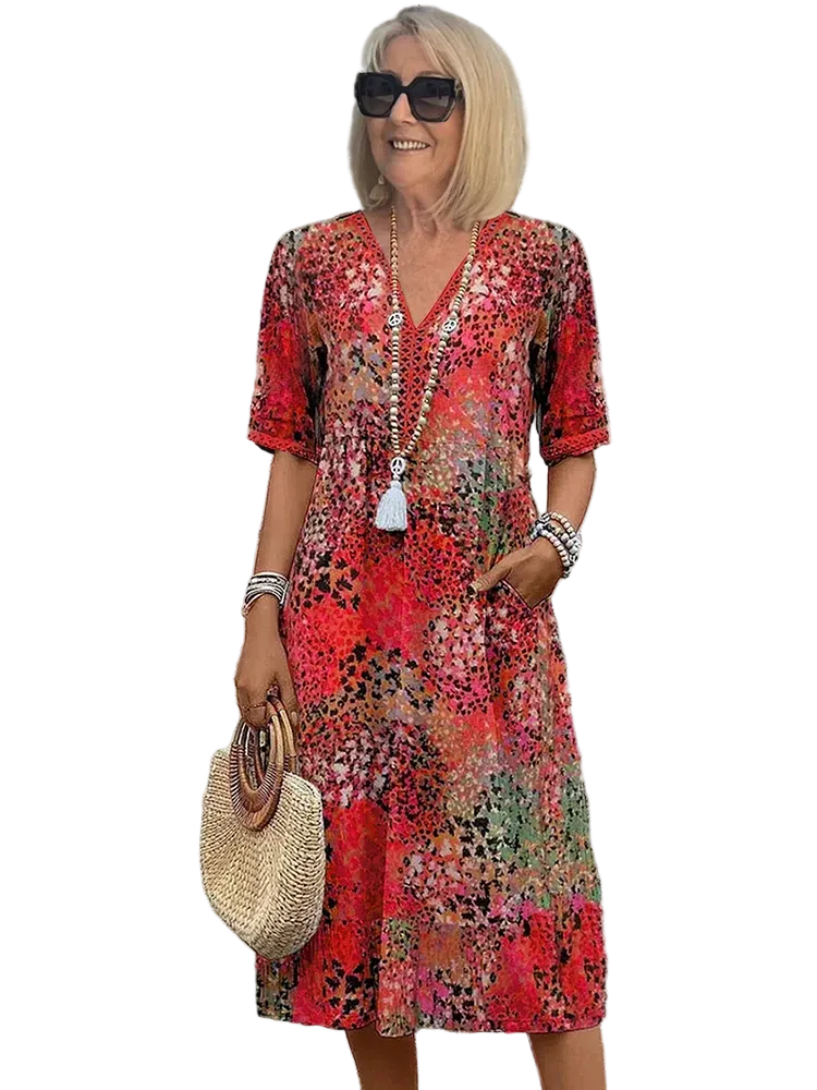 Vestido midi para mujer con estampado gráfico abstracto