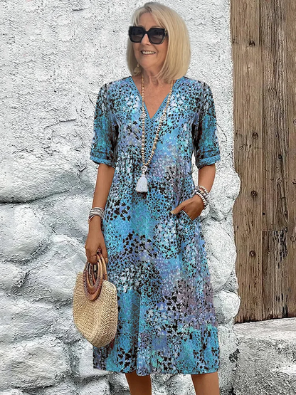 Vestido midi para mujer con estampado gráfico abstracto