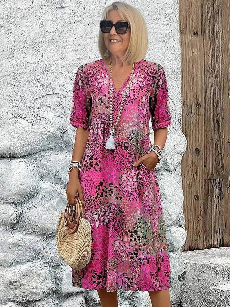 Vestido midi para mujer con estampado gráfico abstracto
