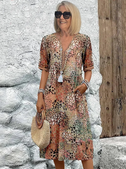 Vestido midi para mujer con estampado gráfico abstracto