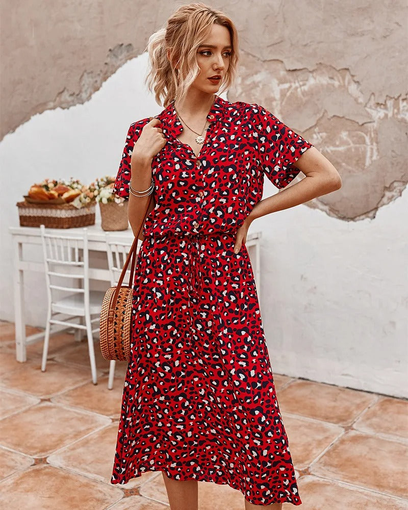Vestido midi para mujer con estampado moteado