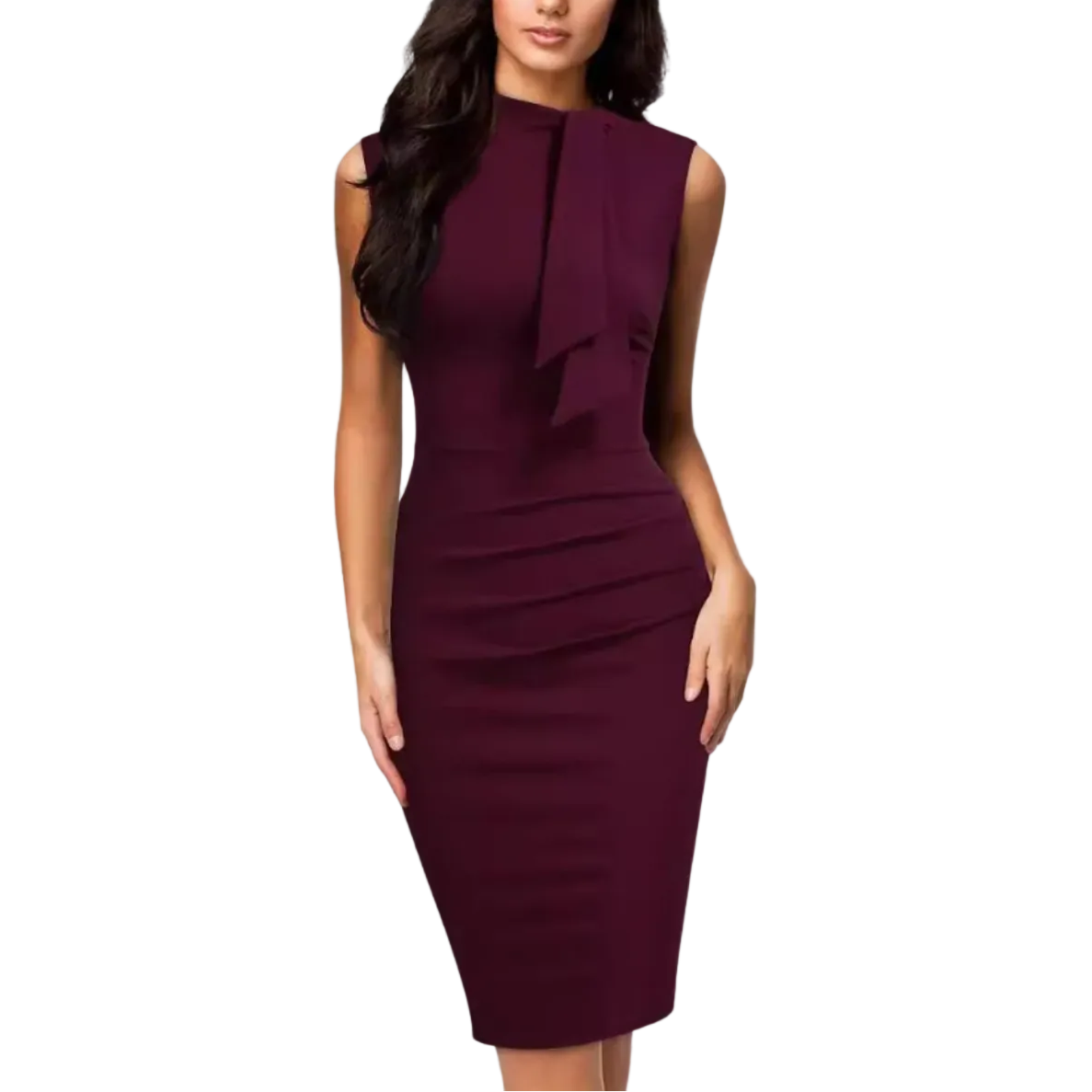 Vestido midi sin mangas para mujer con cuello alto