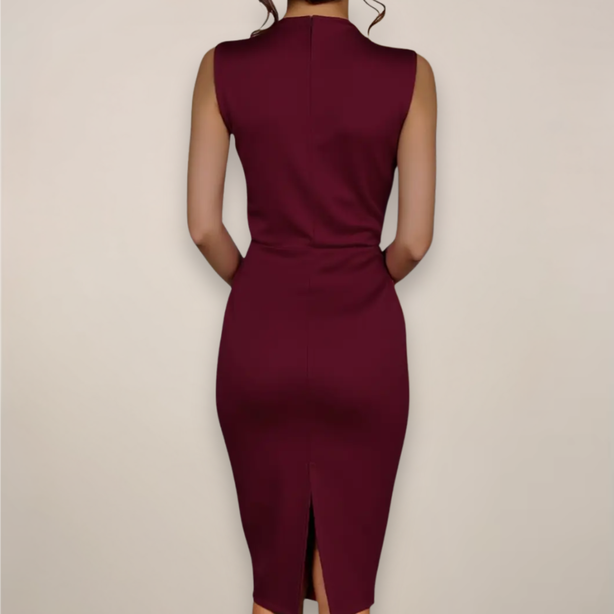 Vestido midi sin mangas para mujer con cuello alto