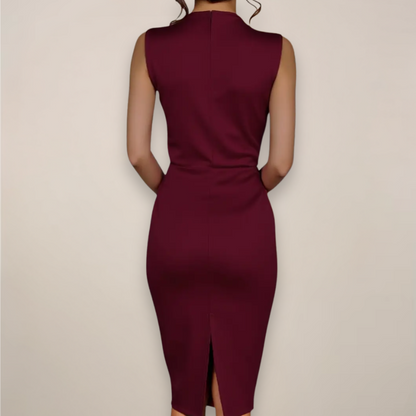 Vestido midi sin mangas para mujer con cuello alto