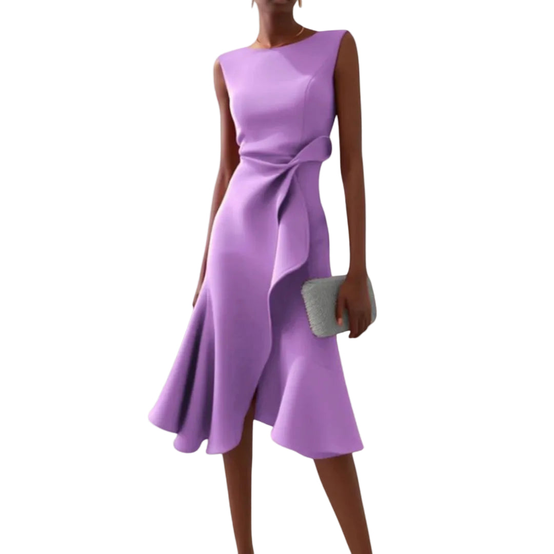 Vestido midi sin mangas para mujer con frente cruzado