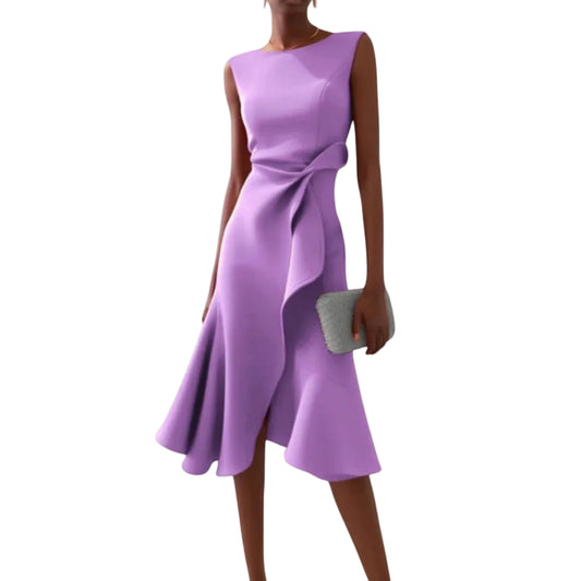Vestido midi sin mangas para mujer con frente cruzado