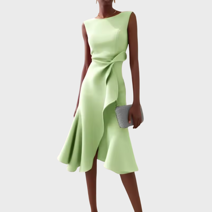 Vestido midi sin mangas para mujer con frente cruzado