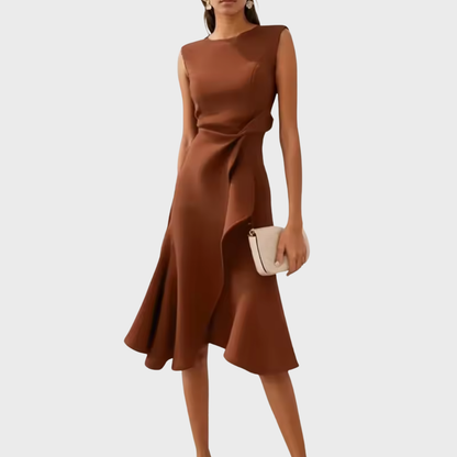 Vestido midi sin mangas para mujer con frente cruzado