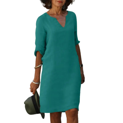 Vestido mini para mujer con escote en V con muesca
