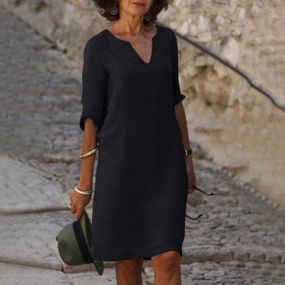 Vestido mini para mujer con escote en V con muesca