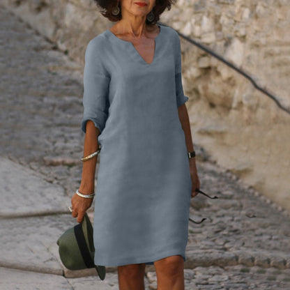 Vestido mini para mujer con escote en V con muesca