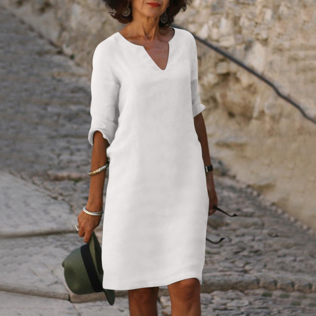 Vestido mini para mujer con escote en V con muesca