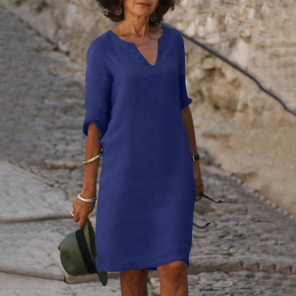 Vestido mini para mujer con escote en V con muesca