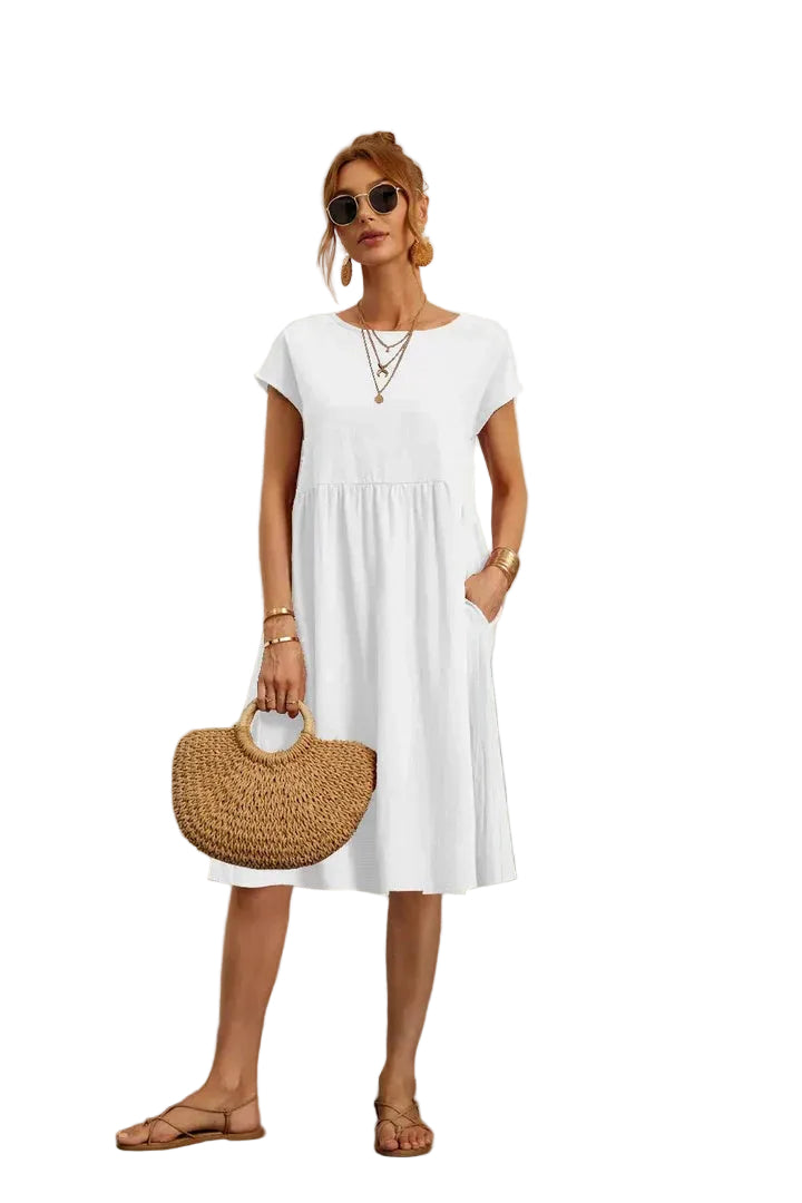 Vestido para mujer con cintura imperio y bolsillos laterales