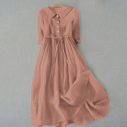 Vestido para mujer con cuello y cinturón de lazo