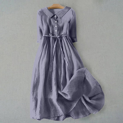 Vestido para mujer con cuello y cinturón de lazo