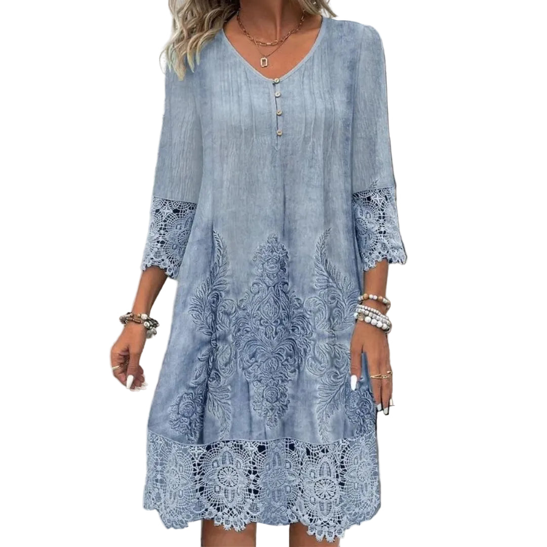 Vestido recto para mujer con encaje