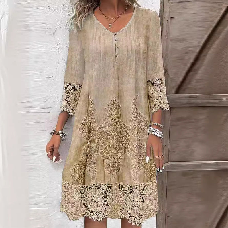 Vestido recto para mujer con encaje