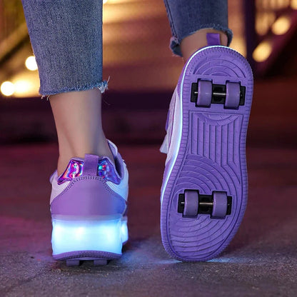Zapatillas con ruedas para niña con mediasuela LED