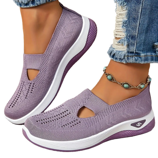 Zapatos de meter para mujer con parte superior de tejido de punto