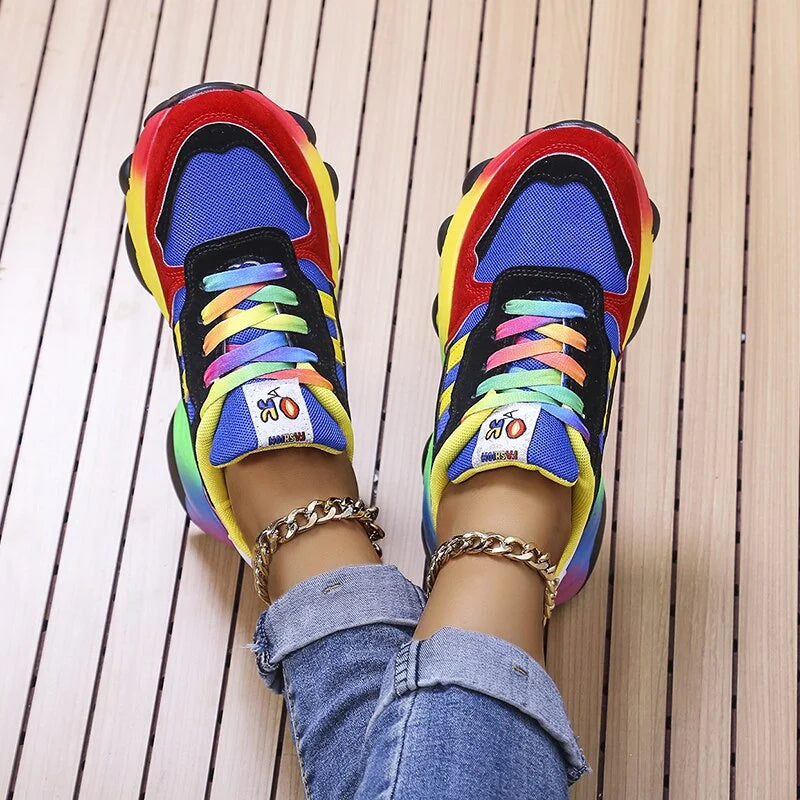Zapatos de mujer de corte bajo con plataforma y paneles de malla