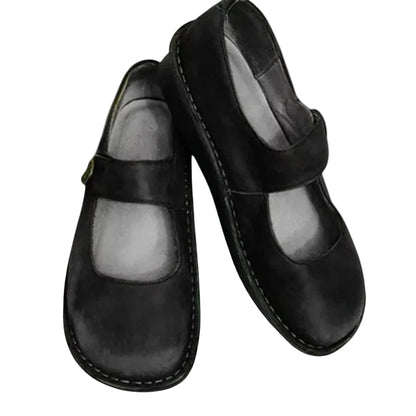 Zapatos para mujer con puntera redondeada y tira con botón