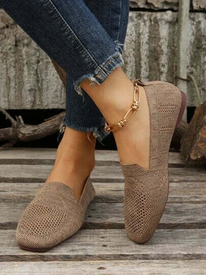 Zapatos planos de punto slip-on mujer