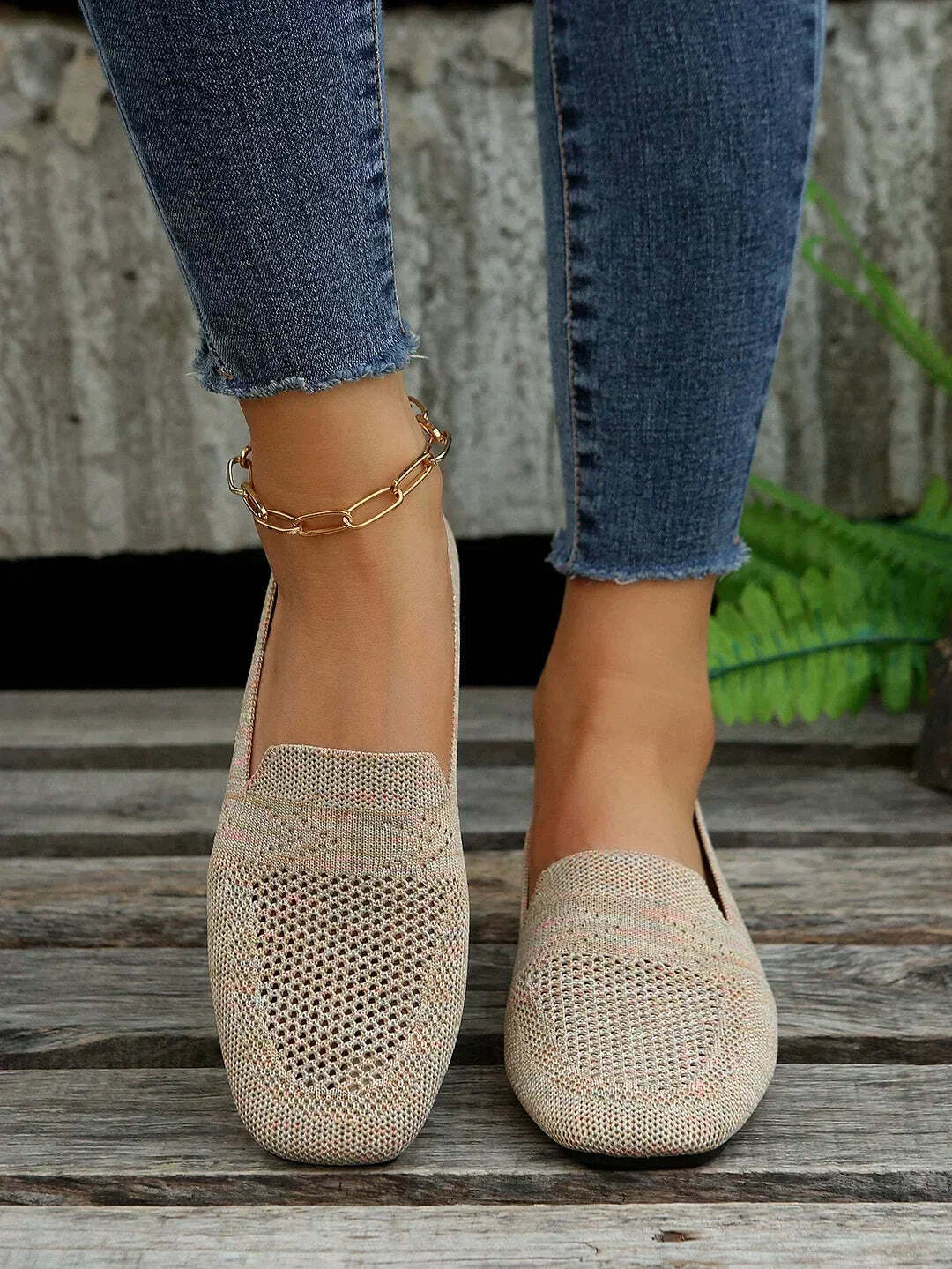 Zapatos planos de punto slip-on mujer