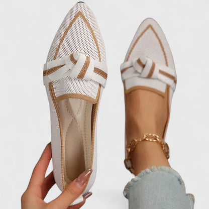 Zapatos planos para mujer de punta fina con nudo decorativo