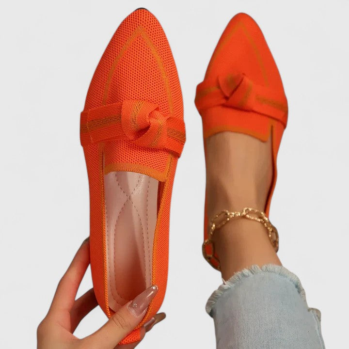 Zapatos planos para mujer de punta fina con nudo decorativo