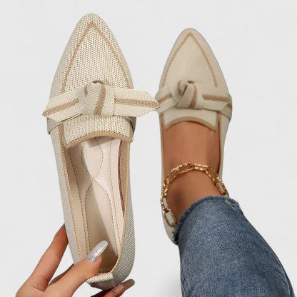 Zapatos planos para mujer de punta fina con nudo decorativo