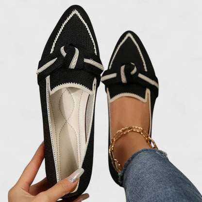 Zapatos planos para mujer de punta fina con nudo decorativo