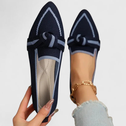 Zapatos planos para mujer de punta fina con nudo decorativo
