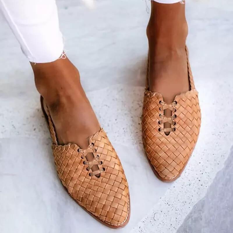 Zapatos planos tipo slip-on para mujer con puntera puntiaguda